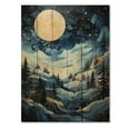thumbnail image 3 of Designart "Misty Mountains under the Aurora Borealis I" Floral Print on Natural Pine Wood, 3 of 5