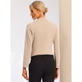 thumbnail image 4 of Chaqueta Corta Casual De Negocios De Oficina De Trabajo Sin Cuello Para Mujer Camello XL, 4 of 6