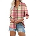 thumbnail image 2 of ZVAVZ Sales Clearance under $15 Womens Plaid Shacket Jacket Hooded Color Block Jacket Long Sleeve Button Down Flannel Jackets Warm Coat Fall Plus Size Tops With Pockets, 2 of 6