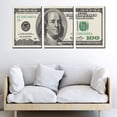 thumbnail image 2 of 3 Panels Canvas Wall Art 100 Bill Dollar ​Money Printing Poster for Home Decor and Office Living Room Artwork Not Framed ,48"X24", 2 of 5