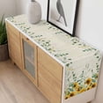 thumbnail image 3 of Sunflower Cotton Linen Rectangle Table Runners 13"x48", Summer Botanical Eucalyptus Leaves Vintage Coffee Table Runner Dresser Scarves Luxury Table Runners for Wedding Party Banquet Dinner Decor, 3 of 8