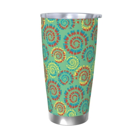 

KLL Colourful Tie Dye Print 40oz Stainless Steel Insulated Car Cup with Spillproof Lid - Keep Your Drink Hot or Cold on the Go-Without Straw