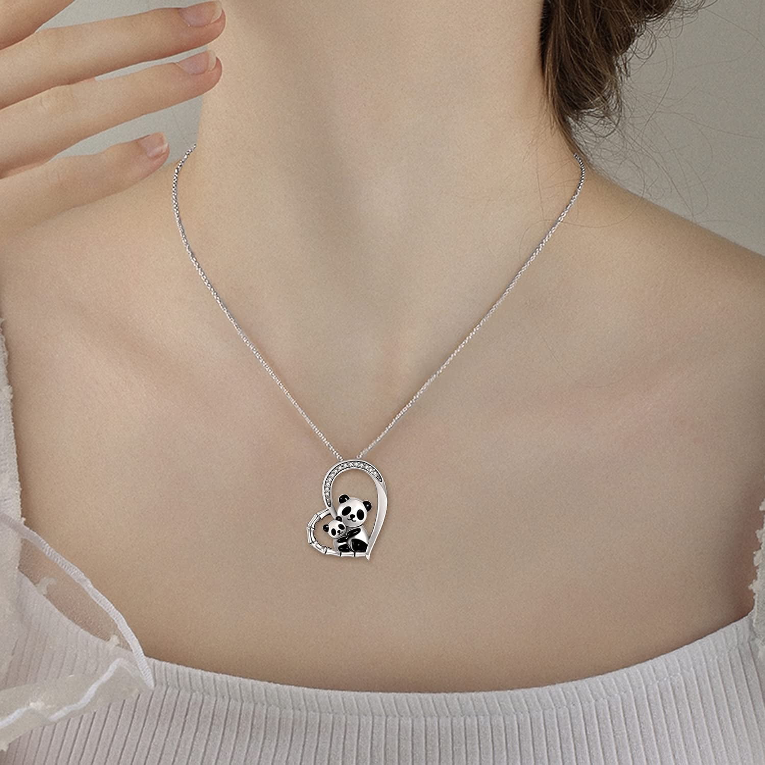 Panda Necklace Sterling Silver Mother Daughter Moon Heart Pendant Necklace Cute Animals Birthday Gifts Jewelry for Women Daughter Walmart