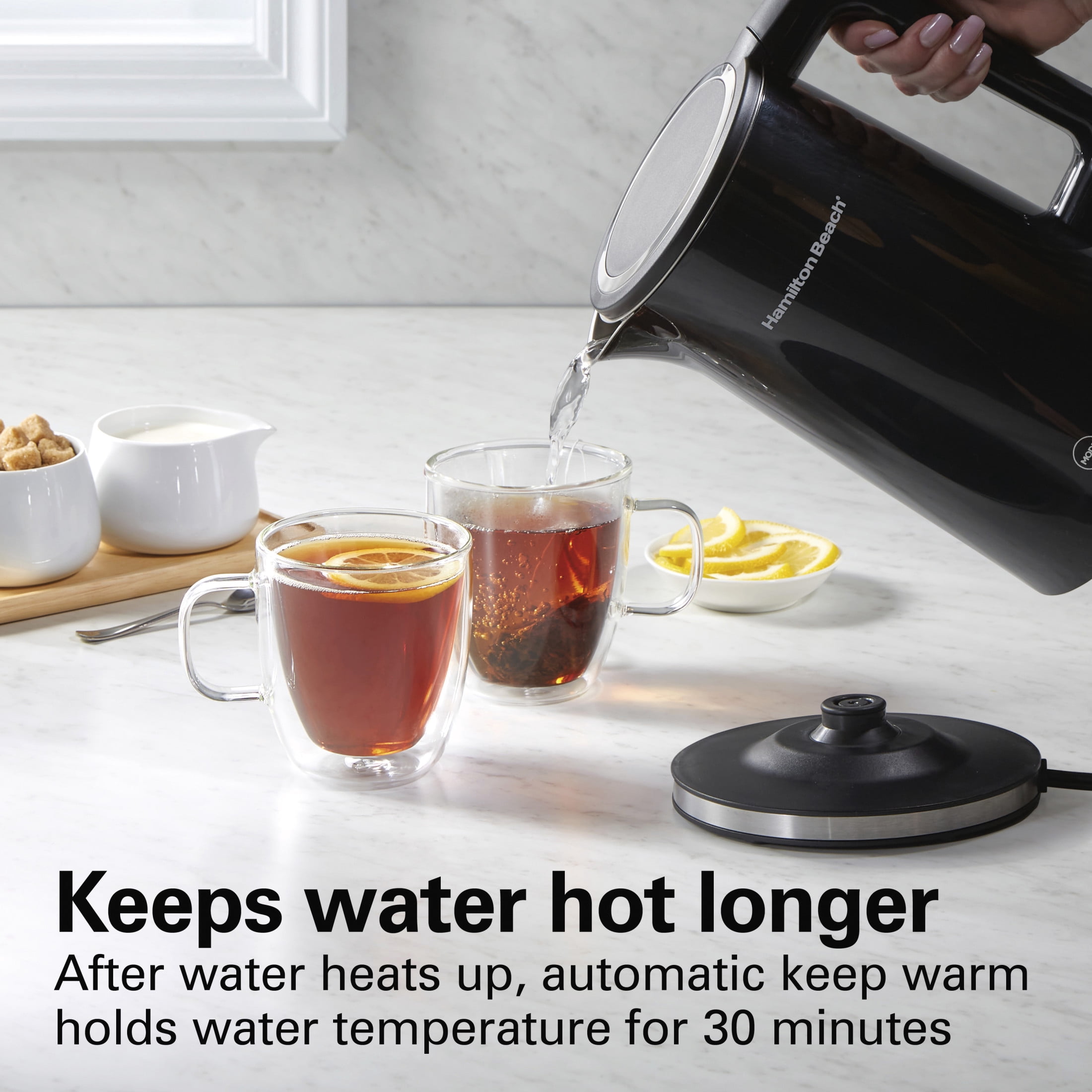 Hamilton Beach Cool-Touch Digital Electric Kettle, Tea & Water Kettle, 1.7L, Black