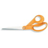 "Fiskars Classic Office Heavy Duty Scissors - 4.50"" Cutting Length - 9"" Overall Length - Pointed - Bent-right - Stainless Steel, Plastic - Orange, Silver (FSK01004999)"