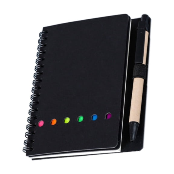4.5 x 5.5 Inch Black Memo Book with Sticky Notes, Pocket Size Notepad with Lined Pages, Small Black Journal for Work Notes and Everyday Carry - Compact Portable Memorandum Book