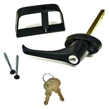 Doors & Door Hardware 5-1/2" Black L Handle Door Lock Set - For shed, gate, playhouse and more