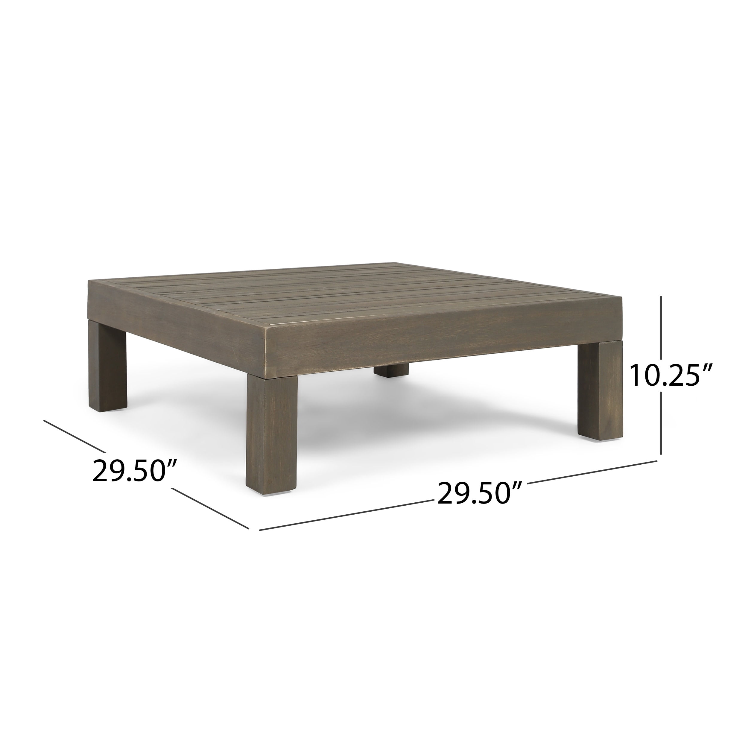 Kaena Acacia Wood Outdoor Left Arm Loveseat and Coffee Table Set with Cushion, Gray and Dark Gray