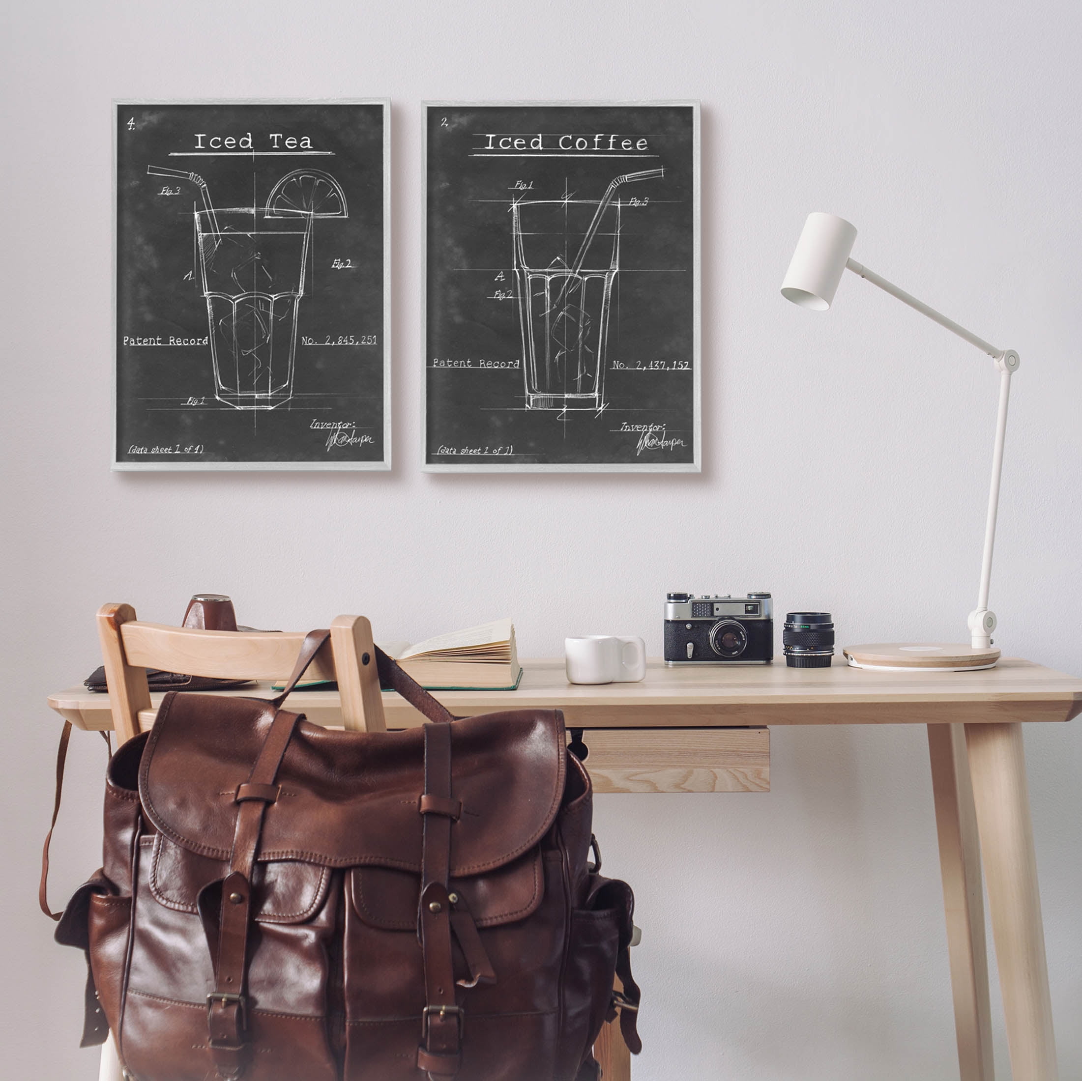 Stupell Industries Iced Coffee & Tea Diagram Graphic Art Gray Framed Art Print Wall Art, Set of 2, Design by Ethan Harper