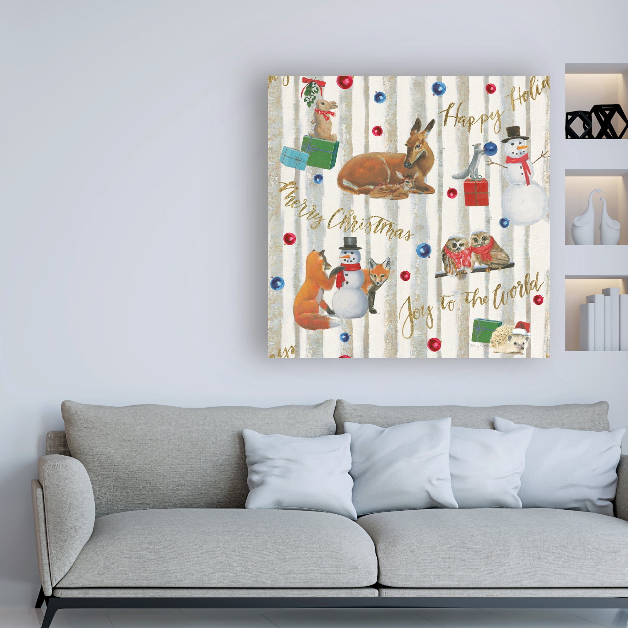 Trademark Fine Art 'Christmas Critters Bright Pattern IVB' Canvas Art by Emily Adams