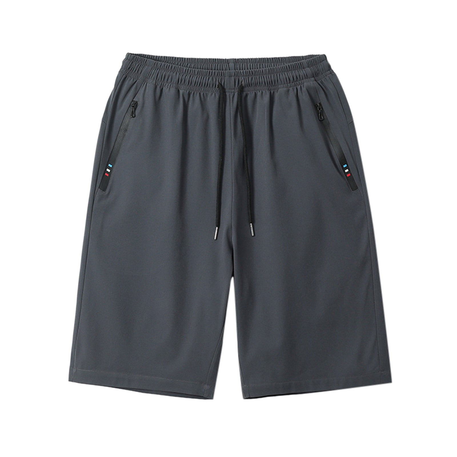 Aayomet Mens Gym Shorts Color Loose Casual Pants Solid Shorts Straight Embroidered Summer Men Drawstring Men's (Grey, L)