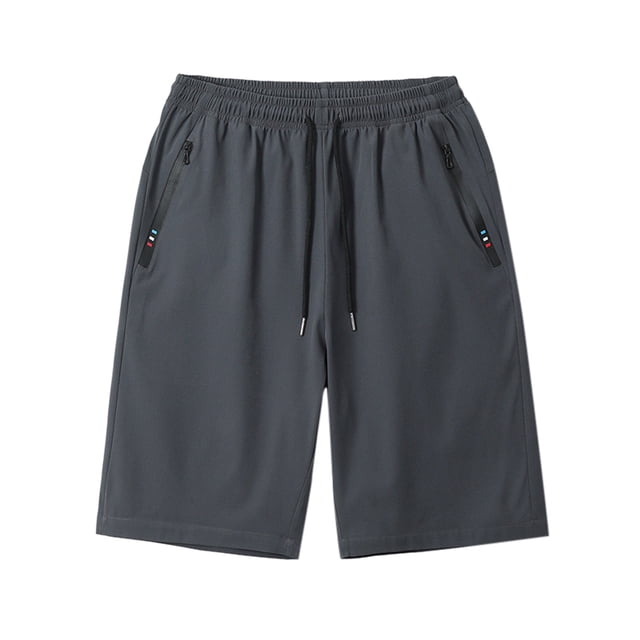 Aayomet Mens Gym Shorts Color Loose Casual Pants Solid Shorts Straight Embroidered Summer Men Drawstring Men's (Grey, L)