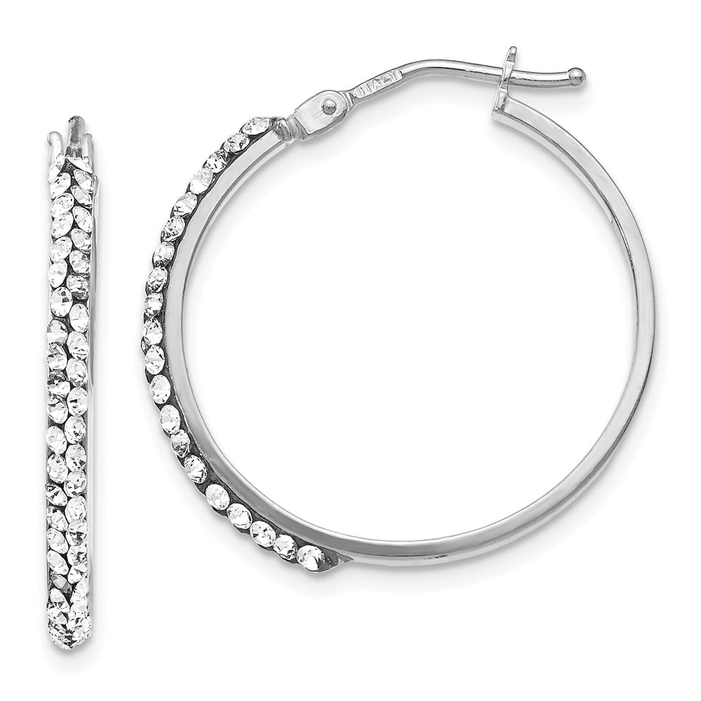 Leslie's Real 14kt White Gold Crystals from Swarovski Polished Hoop  Earrings; for Adults and Teens; for Women and Men