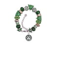 thumbnail image 2 of Silvertone Paw in Circle Green Christmas Bead Bracelet, 2 of 4