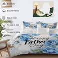 thumbnail image 4 of Happy Father's Day Bedding 3 Piece Duvet Cover Set Queen Size, Blue Spring Garden Floral Soft Microfiber Comforter Cover with Zipper Closure & Pillowcases, Wrinkle & FadeResistant Quilt Cover, 4 of 9