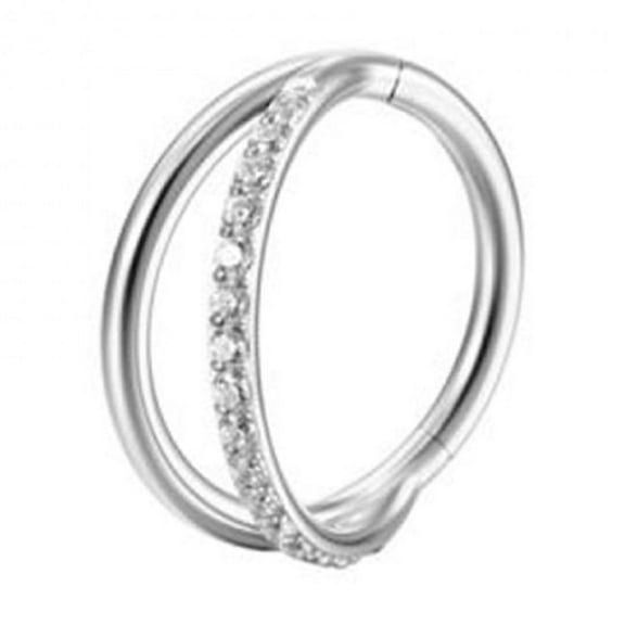 APIPEE Titanium Micro Cubic Zirconia Hinged Nose Hoop Ring Body Jewelry Unisex