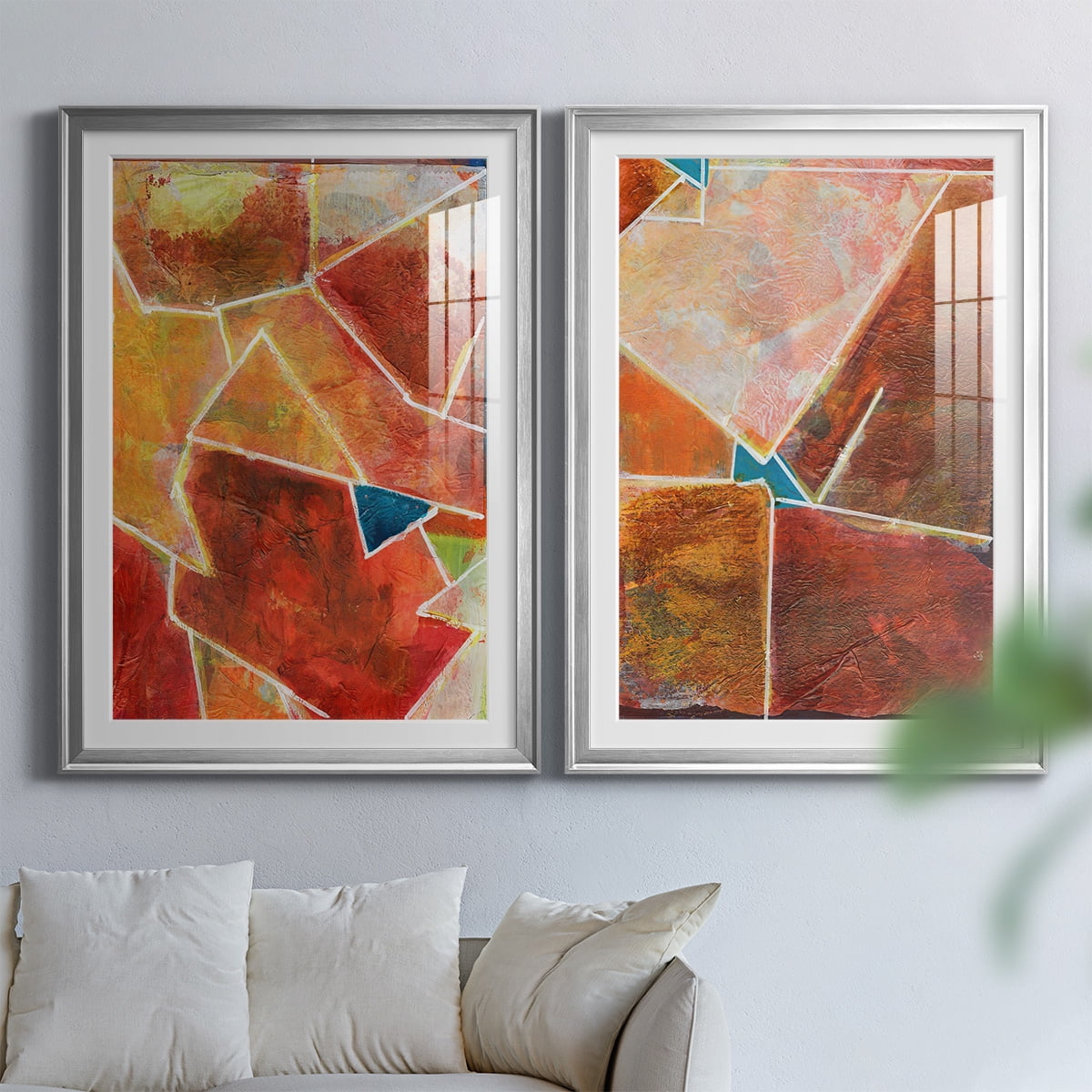 Wexford Home Primary Connection VII Premium Framed Print, 30.5" x 42.5" - Ready to Hang, Silver (Set of 2)