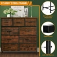 thumbnail image 2 of Wood-It 9 Drawer Dresser, Wide Chest Of Drawers Nightstand Storage Tower Storage Dresser Fabric Dresser With Wood Top for Living Room, Bedroom, Hallway, Rust, 2 of 6