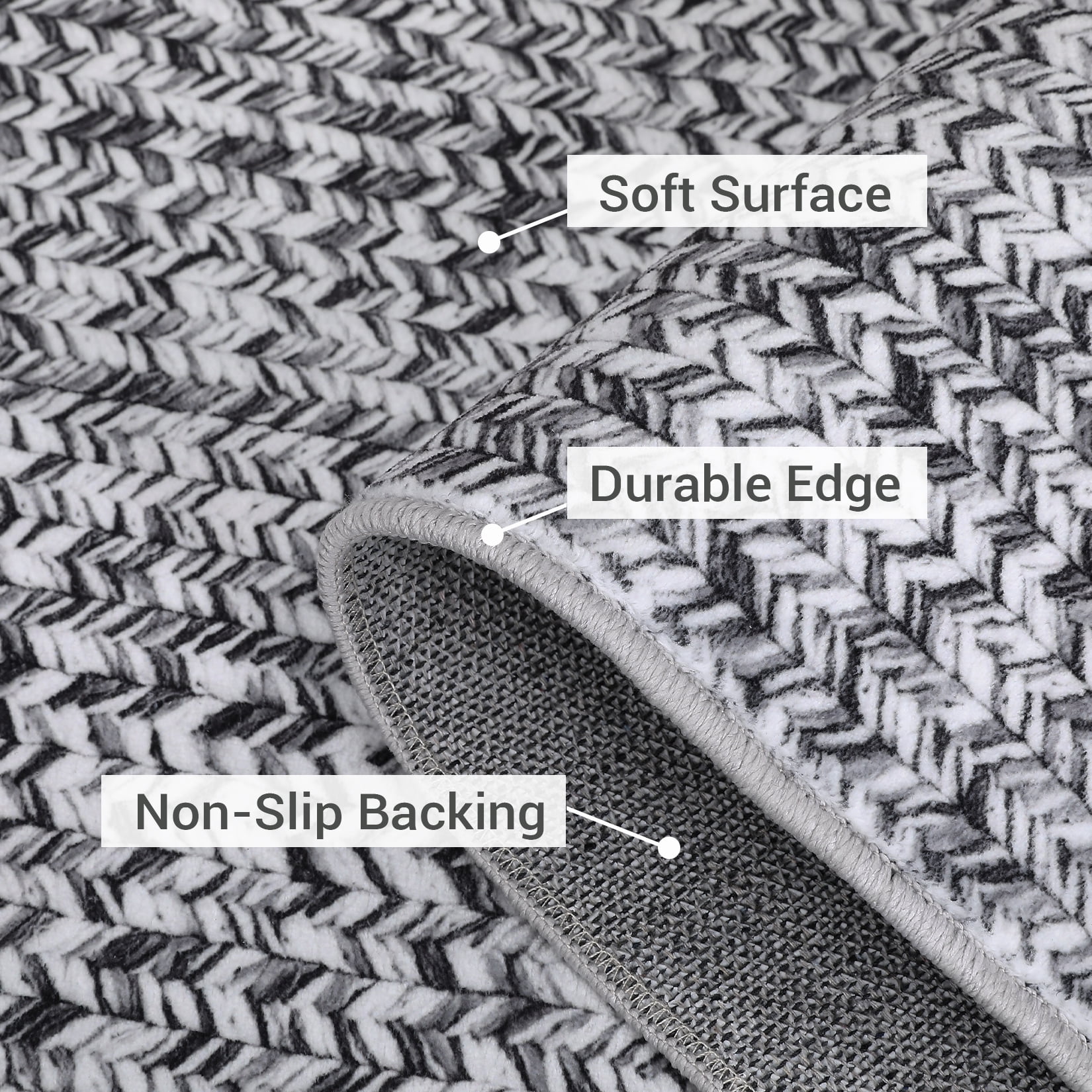 COZONY 2*8ft Washable Runner Rug w/ TPR Backing, Soft Low-Pile Carpet for Kitchen & Bathroom,Gray