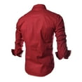 thumbnail image 4 of IROINNID Deals Shirts for Men Long Sleeve Autumn Slim Fit Turndown Pocket Top Blouse Shirt,Burgundy, 4 of 4