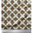 thumbnail image 1 of Soimoi White Poly Georgette Fabric Stripe & Diamond Geometric Print Sewing Fabric Yard 52 Inch Wide, 1 of 3