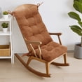 thumbnail image 3 of Millsilo 38" x 17" x 3" Indoor Tufted Rocking Chair Cushion & Seat Pad with Non-Slip Base & Secure Ties — Orange, 3 of 10