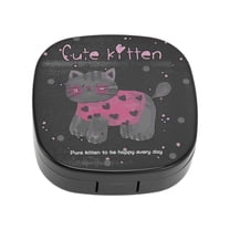 Unique Bargains 1 Set Contact Lens Case Cartoon Cat Lens Storage Case Black