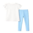 thumbnail image 2 of HILEELANG 2–7T Toddler/Little Girls Easter Bunny Outfit, Cream 100% Cotton Top & Light Blue Leggings Set, Size 4T, 2 of 5