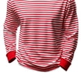 thumbnail image 4 of Men's Striped Pullover Tops Long Sleeve Crewneck Color Block Casual T Shirts Basic Blouse, 4 of 4
