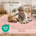 thumbnail image 4 of ODIKA 5'x7' Washable Area Rug Easy Care, Non-Shedding, Pet Friendly, Scroll Bordered Trellis Solid Shaggy Look Minimalist Pink Boho Refined for Small Living Room, Bedroom, 4 of 7