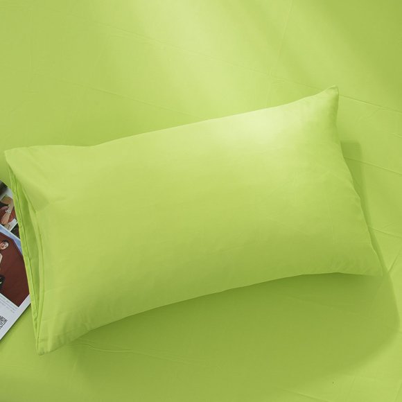 Taie d'Oreiller en Tissu Brossé Uni - 1 Pack - (Vert Tendre)
