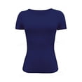 thumbnail image 5 of YUGYXL Womens Basic T Shirts Stretchy Soft Slim Fit Short Sleeve Y2k Cute Summer Crop Workout Tops Navy Top S, 5 of 6