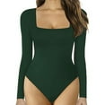 thumbnail image 2 of Black and Friday Clothing Sales Idoravan Bodysuits for Women Long Sleeve,Women's Long Sleeved Versatile Solid Color Fashion Tight Fitting Cutout Jumpsuit Green S, 2 of 4