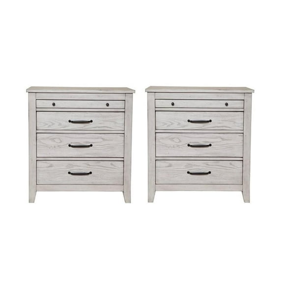 Home Square 2 Piece Set with 3-Drawer Nightstand in Weathered Light Gray