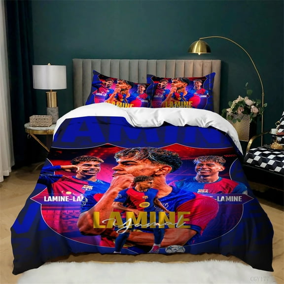 Lamine Yamal Duvet Cover Bedding Set,Soft Comfortable Quilt Cover Football Star Duvet Cover Set with Pillowcases