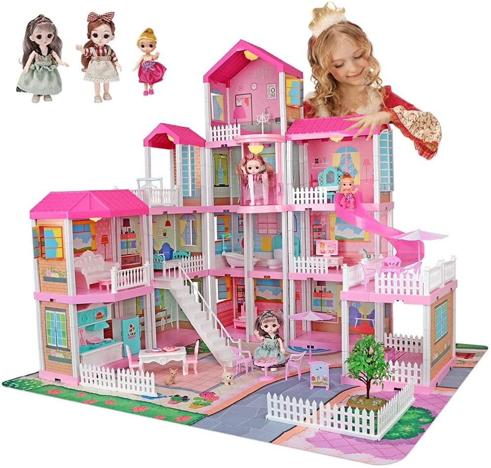 Dollhouse Dream House with Furniture Accessories DIY Pretend Play Doll House... 