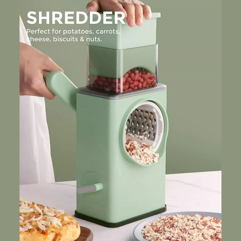 Homieway Rotary Cheese Grater with Upgraded, Reinforced Suction - Round  Cheese Shredder Grater with 3 Replaceable Stainless Steel Blades - Easy To  Use