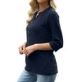 thumbnail image 3 of FAIWAD Sweaters for Women 3/4 Sleeve Button V Neck Ribbed Knit Shirts Trendy Loose Going Out Tops, 3 of 8