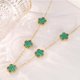 thumbnail image 1 of 14K Gold Plated Stainless Steel Necklace Woman Five Leaf Petals Double Sided Necklaces for Women Pendant Flower Clover Jewelry, 1 of 5