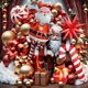 thumbnail image 5 of Juego de globos navideños con forma de bastón de caramelo, globo de película de aluminio, rojo, dorado y blanco, cadena de globos para Año Nuevo, juego de decoración de corona y arco, 5 of 5