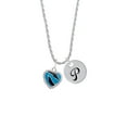 thumbnail image 2 of Delight Jewelry Silvertone Hot Blue Zebra Print Heart Silvertone Script Initial Disc - P - Charm Necklace, 20"+3", 2 of 4