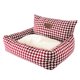 thumbnail image 1 of Cama para mascotas a cuadros con colchón para gatos, cesta cálida para mascotas, suministros para cachorros, cojín para perros y gatos, 1 of 9