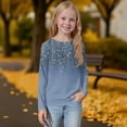 thumbnail image 5 of Drmagiyhm Girls Shirts Size 10-12 Basic Shirts Floral Print Tshirts Casual Crewneck Stylish Girl Comfy Long Sleeve Tees 4-5 Years Royal Blue, 5 of 5