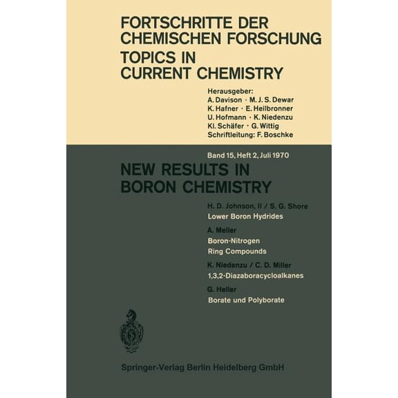 Topics in Current Chemistry New Results in Boron Chemistry, Book 15, (Paperback)