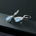 thumbnail image 4 of Gem Stone King 925 Sterling Silver Millennium Blue Mystic Quartz and White Moissanite Dangle Earrings for Women (6.94 Cttw, Gemstone Birthstone, Oval 10X8MM, Trillion 5MM), 4 of 4