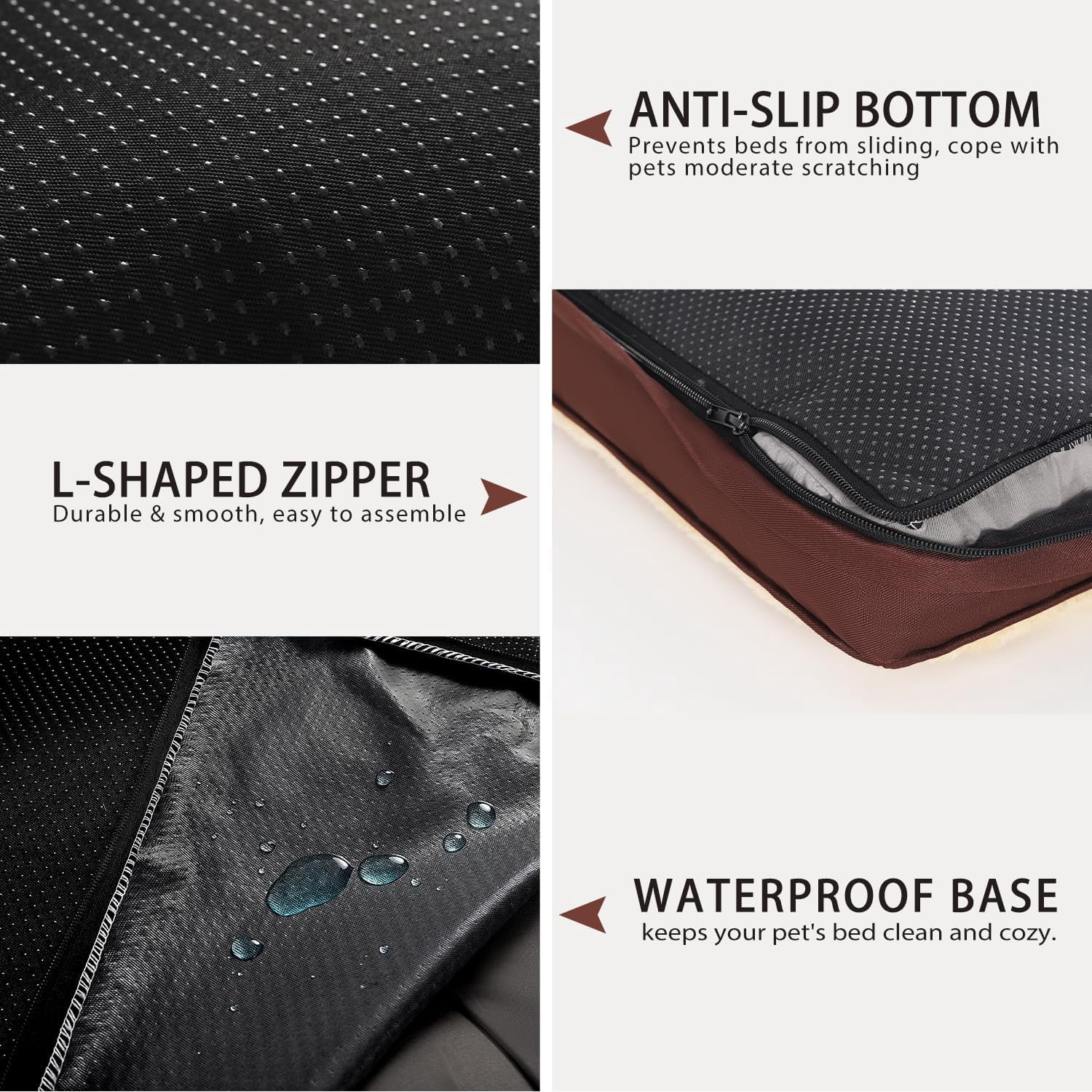 Dog Crate Bed Waterproof Deluxe Plush Dog Beds with Removable Washable Cover Anti-Slip Bottom Pet Sleeping Mattress for Large, Medium, Jumbo, Small Dogs, 47 x 29 inch, Brown