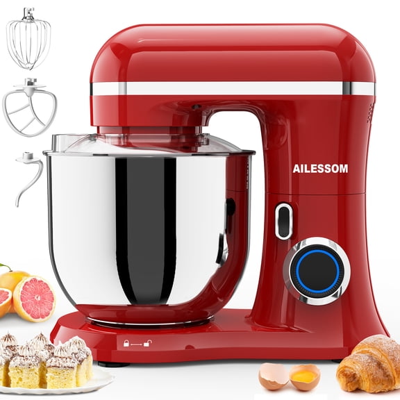 Ailessom New Stand Mixer,6.5-QT 10-Speed Tilt-Head Kitchen Electric Mixer with Bowl, Dough Hook, Beater, Whisk for Most Home Cooks, (Empire Red)