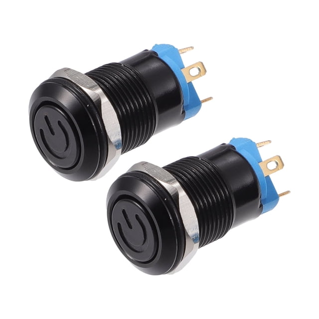 2 uds 12mm 0,47 "interruptor de botón de bloqueo automático para coche interruptor de encendido/apagado Interior 12V 4 pines luz azul redonda