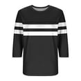 thumbnail image 4 of wdsxpo Women's 3/4 Sleeve Shirts Trendy Printed Lightweight Crewneck Dressy Pleated Tunic Shirts Casual Fall Fashion Blouses Outfits, 4 of 5