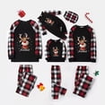 thumbnail image 1 of Pijamas familiares a juego de Navidad, diseño exclusivo, copo de nieve, ciervo, Feliz Navidad, Negro, Rojo, conjunto de pijamas, 1 of 3